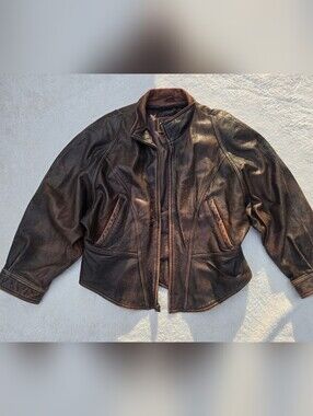 Vintage Wilsons Leather Moto Jacket -Women’s XL- Distressed Brown 90s
